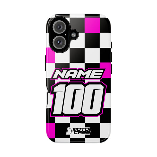 Motocross Phone Case — Checkers Pink